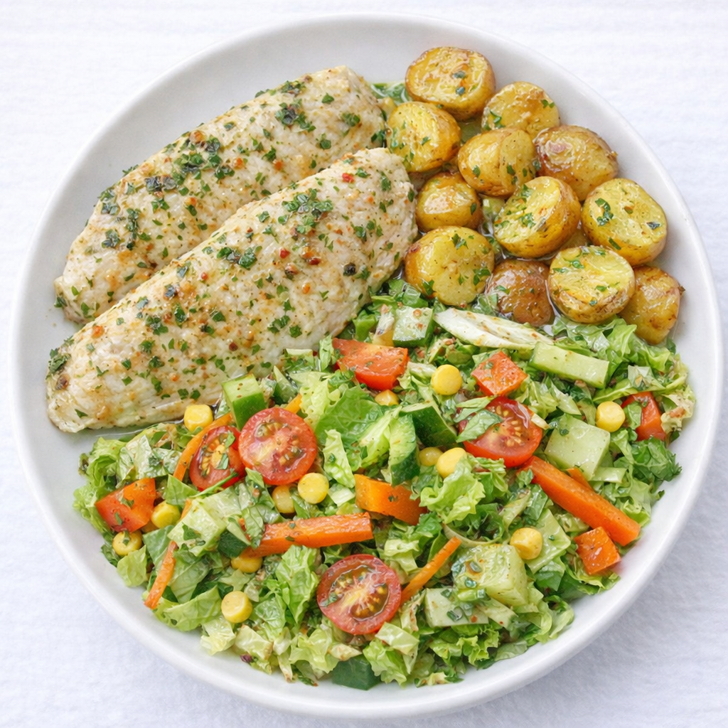 Pescado al horno a las finas hierbas