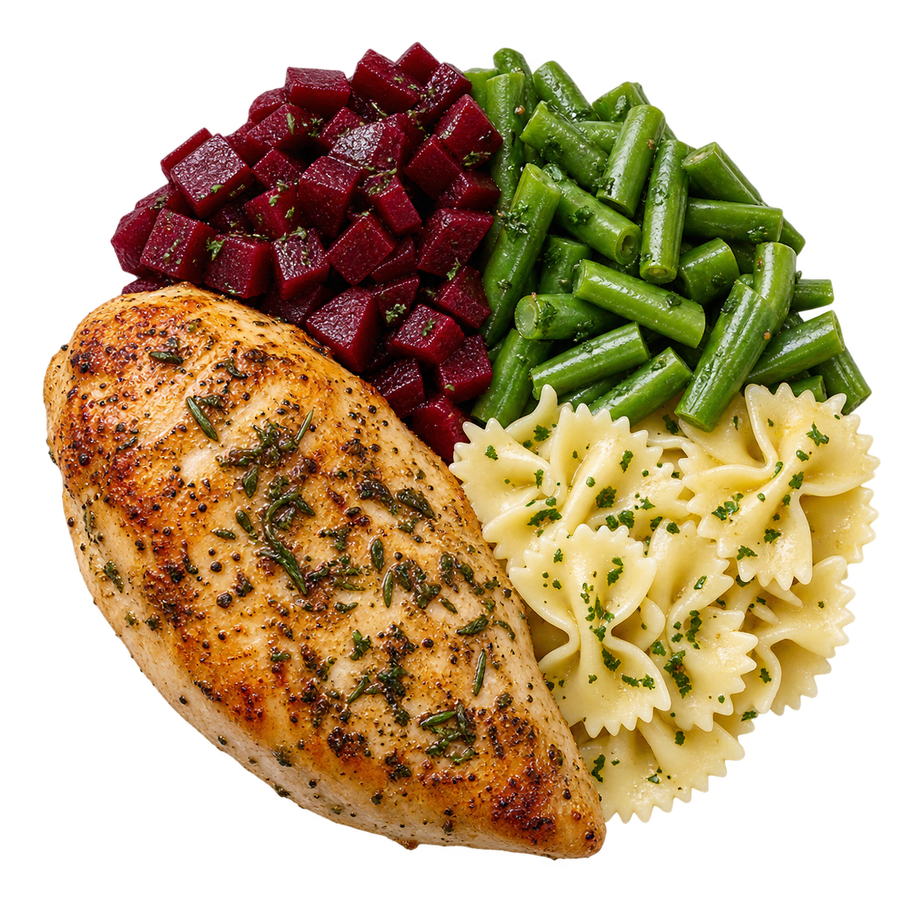 Pollo al horno a las finas hierbas y vegetales