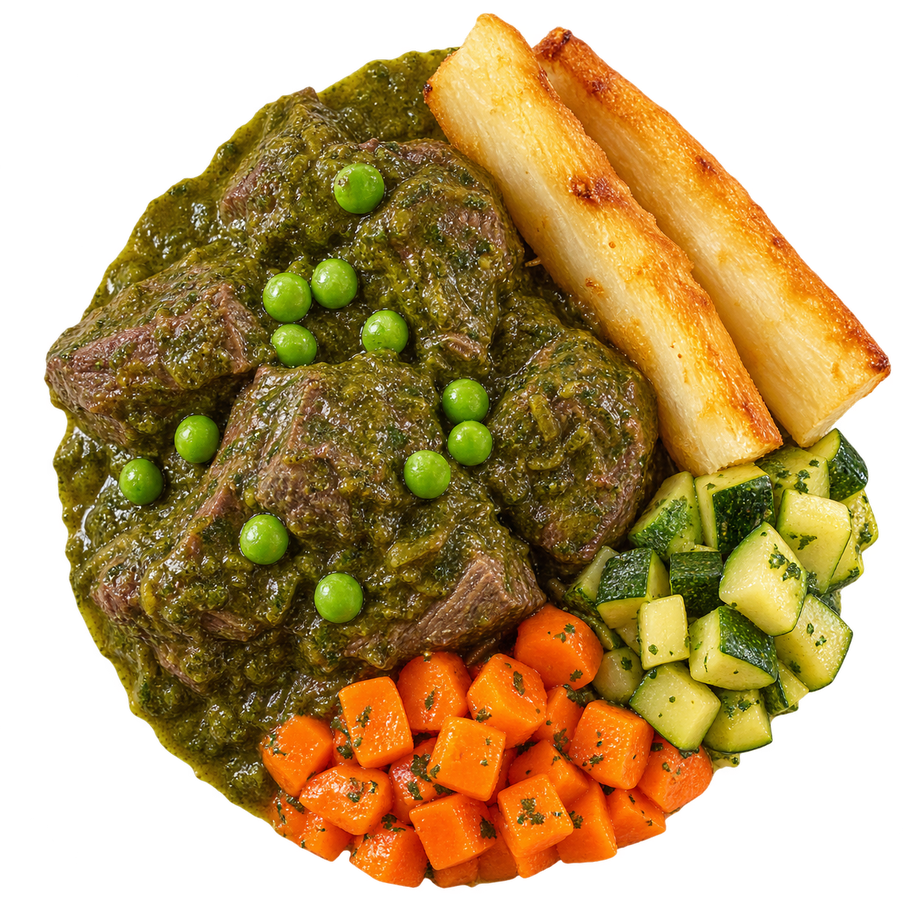 Seco de res con yuca y verduras